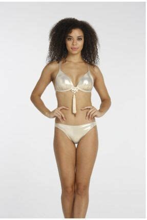 Dagi Damen Triangel Bikini Set mit geräucherter Quaste und Spitze Trendyol