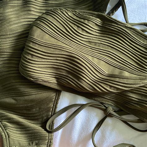 Olive Green Bikini Set Bottoms Are A Mid High Waist Depop