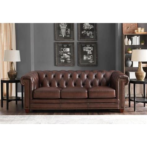 Hydeline Stanwood 100% Leather 3 Piece Living Room Set, Sofa, Loveseat ...