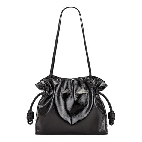 Pre-owned Loewe Flamenco Leather Mini Bag In Black | ModeSens