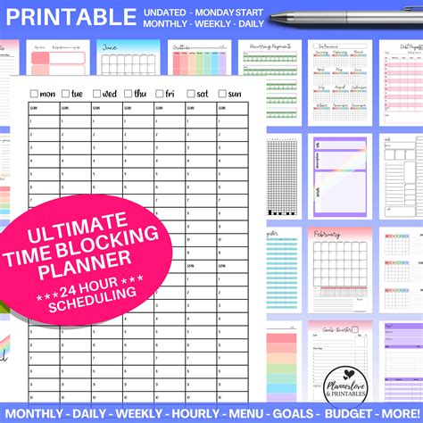 Ultimate Time Blocking Planner Printable Hour Schedule Daily And