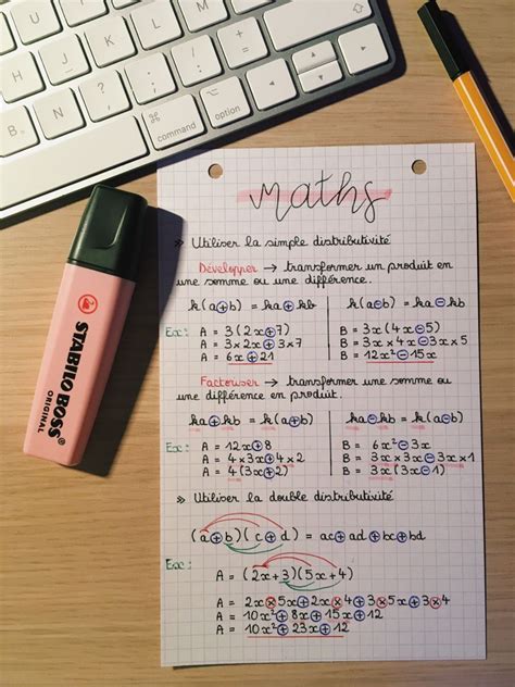 Simple et double distributivité Distributivité Fiche de révision