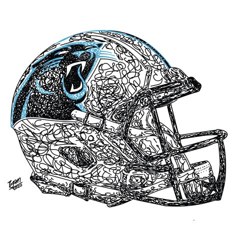 Carolina Panthers Helmet Drawing Digital Download With Color - Etsy