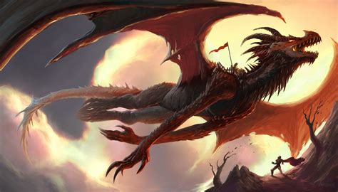 Free download | HD wallpaper: brown dragon, people, rocks, fantasy, art ...