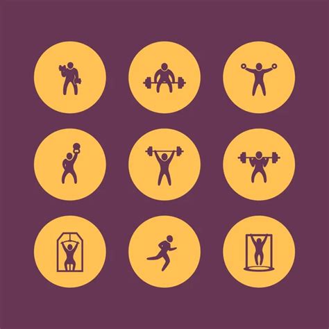 Gym Fitness Exercises Octagon Icons Gym Training Workout Icon Vector Illustration Stock