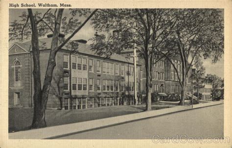 High School Waltham, MA Postcard