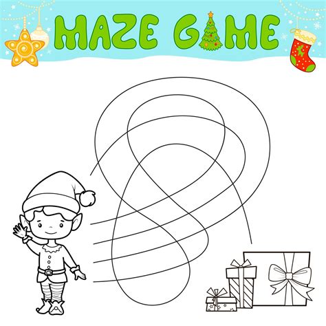 Christmas Maze Puzzle Game For Children Outline Maze Or Labyrinth