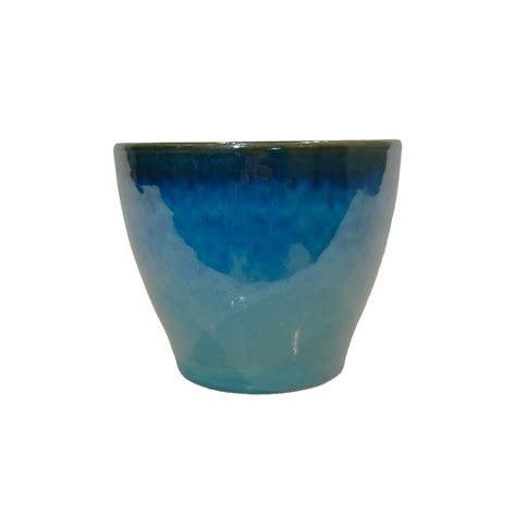 Vaso Vietnamita Cerâmica Importado Síria Médio Aqua D24cm x A18cm