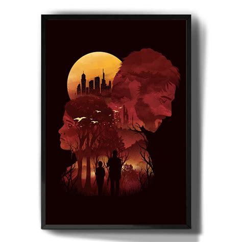 Quadro Decorativo Emoldurado Perfil Ellie E Joel The Last Of Us Para