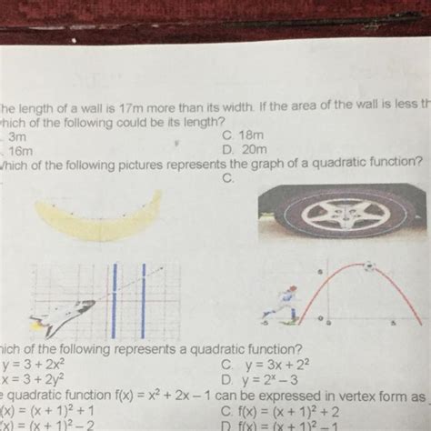 Which Of The Following Pictures Represents The Graph Of A Quadratic