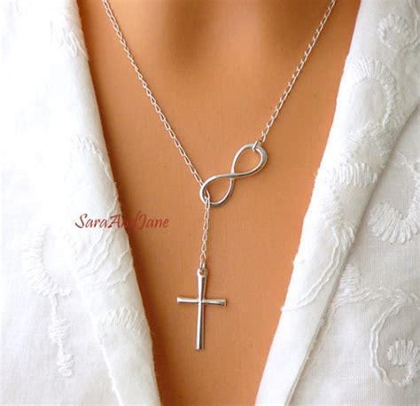 Infinity Cross Necklace Sterling Silver Cross Infinity Etsy