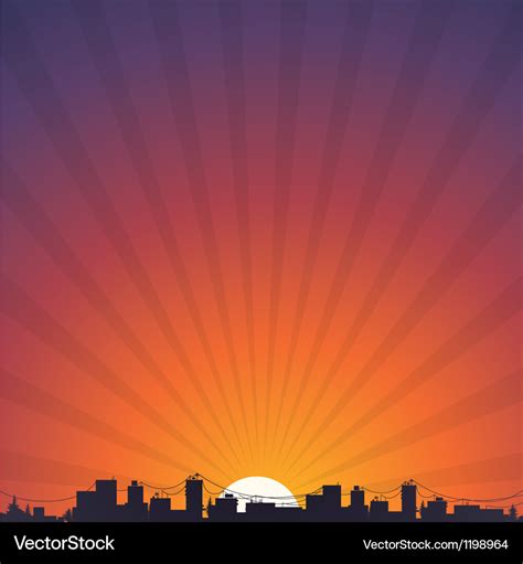 City silhouette at sunrise Royalty Free Vector Image