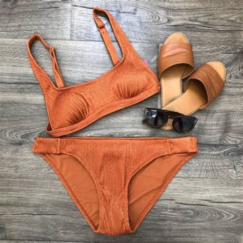 XHILARATION Shimmer Cheeky Bikini Rust Shopee Philippines