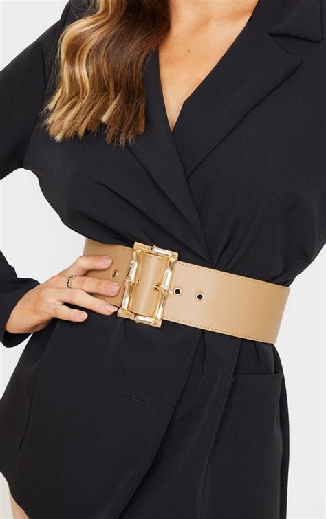 Tan Bamboo Effect Buckle Wide Waist Belt Prettylittlething