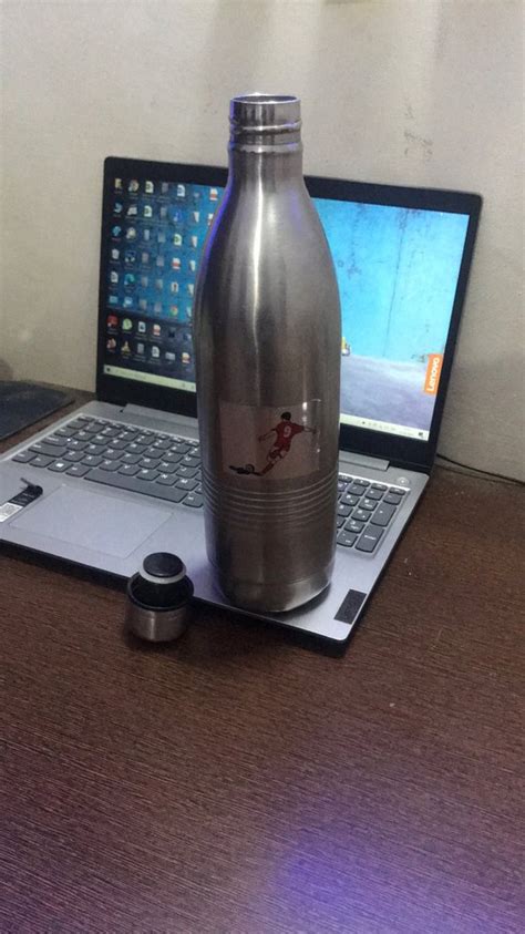 Standard Silver Stainless Steel Water Bottle 1 L Vacuum Screw Cap At