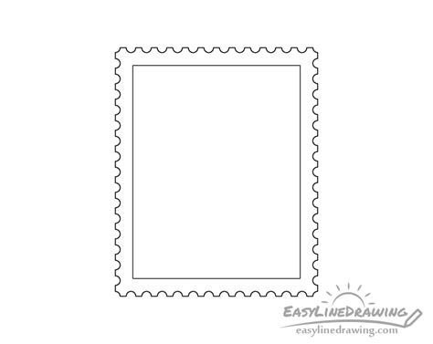 How To Draw A Stamp Step By Step Easylinedrawing