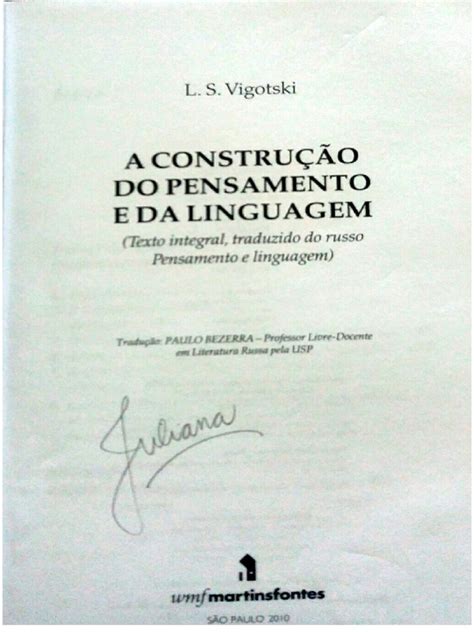 A Construção Do Pensamento E Da Linguagem