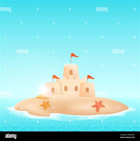 Sand Castle On The Beach Vector Illustration Sandcastle On The Island