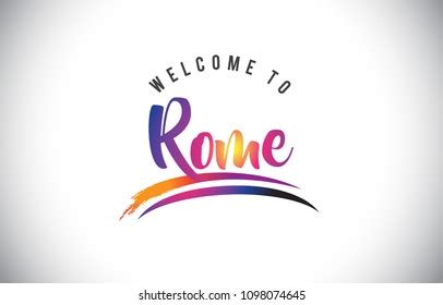 Rome Welcome Message Purple Vibrant Modern Stock Vector Royalty Free