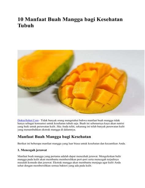 Manfaat Buah Mangga Bagi Kesehatan Tubuh