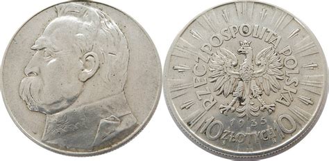 Polen 10 Zloty 1935 Josef Pilsudski AEF Patina MA Shops