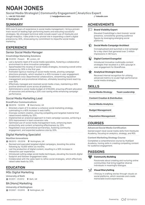 Social Media Manager Cv Examples Guide For