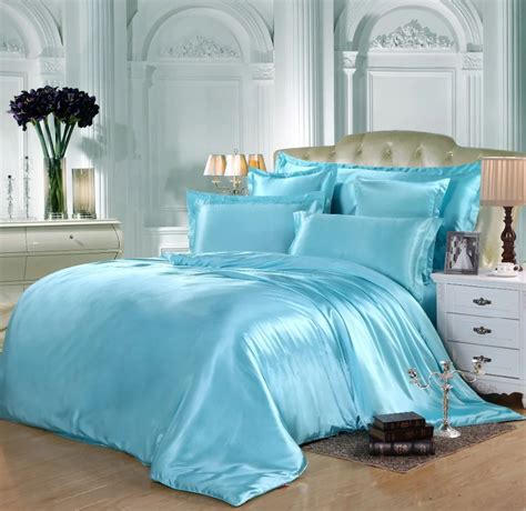 8 Pieces Turquoise Comforter Set Queen King Full Twin Satin Silk