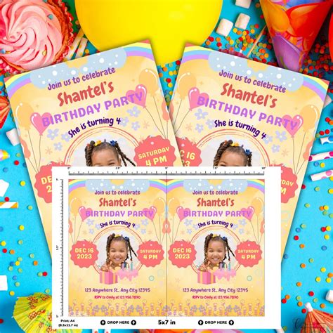 Flower Birthday Invitation Template Birthday Invitation - Etsy