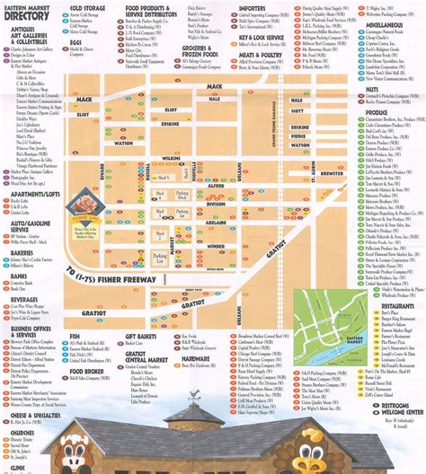 Eastern market Detroit map - Map of eastern market Detroit (Michigan - USA)