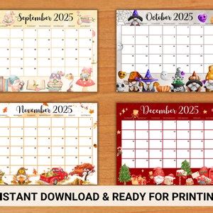 Editable Gnome Monthly Calendar Printable Monthly Planner