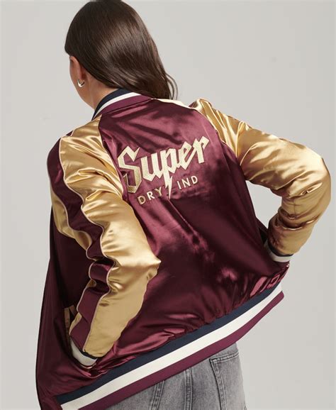 Womens Sukajan Embroidered Bomber Jacket In Rich Berry Superdry Uk