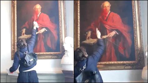 UK: Palestinian protesters vandalise 110-yr-old painting at Cambridge University | VIDEO – India TV