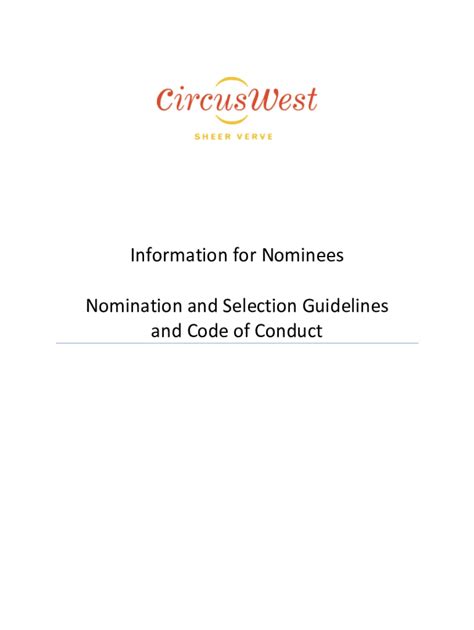 Fillable Online Information For Nominees Nomination And Selection