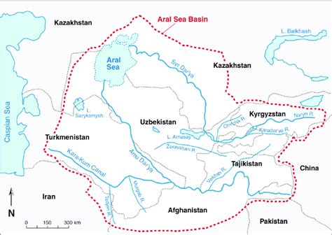 River basin and location of the Aral Sea [Micklin 2007, modified ...