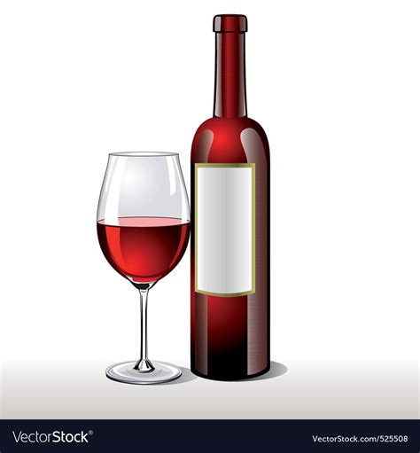 Bottle Red Wine With A Glas Royalty Free Vector Image