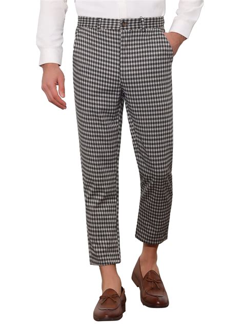 Lars Amadeus Plaid Pants For Men S Flat Front Contrasting Colors Irregular Pattern Trousers