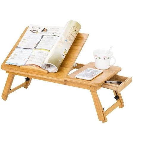 Table R Glable Pour Ordinateur Portable En Bambou Table De Lit Pliable