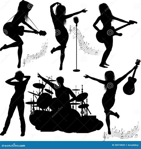 Silhouette Of Musical Band Stock Vector Illustration Of Black