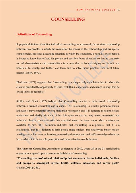 Counselling Notes COUNSELLING Definitions Of Counselling A Popular