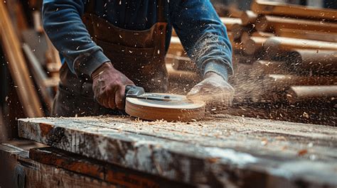 Carpenter Using Circular Saw In Loggers Background Action Board