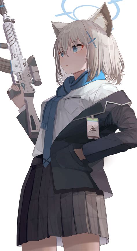 Anime Anime Girls Cat Girl Blue Archive Shiroko Blue Archive Gun