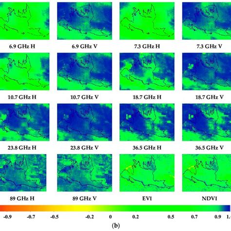 Spatial Patterns Of Correlations Between 16 Feature Vectors And LST