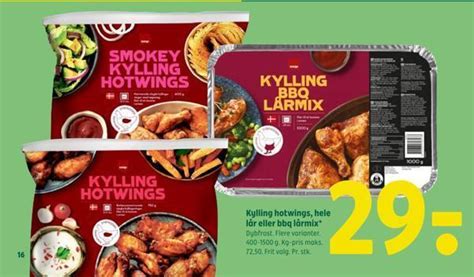 Kylling Hotwings Hele L R Eller Bbq L Rmix Tilbud Hos Coop