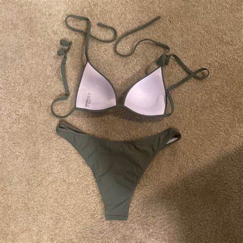 Shein Swim Army Green Bikini Set Poshmark