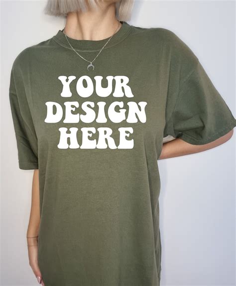 Comfort Colors C Moss Shirt Mockup Moss Tshirt Oversized Mockup