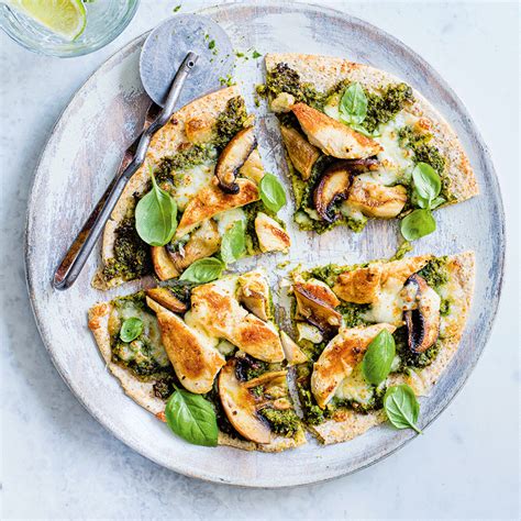 Chicken Mushroom And Kale Pesto Pizza Healthy Recipe Ww Australia