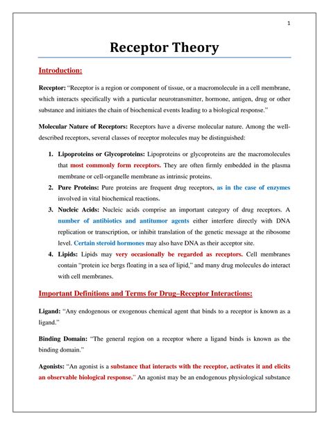 SOLUTION: Receptor theory - Studypool