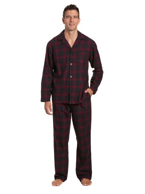 Mens 100 Cotton Flannel Pajama Set Plaid Fig Black Flannelpeople