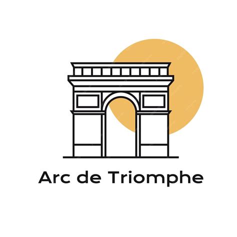 Premium Vector | Line art arc de triomphe, landmark icon of paris, france. arc de triomphe logo ...