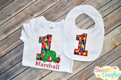 The Very Hungry Caterpillar First Birthday Shirt And Bib Set